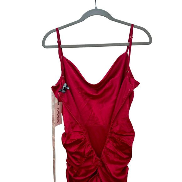 Missguided satin cowl ruched side mini dress - Picture 6 of 7